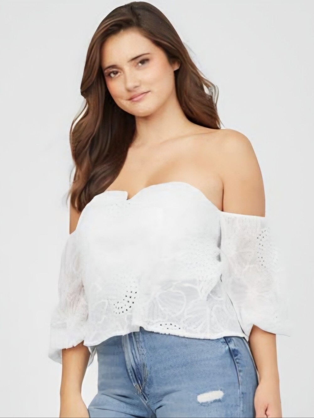 Off shoulder crop top‎